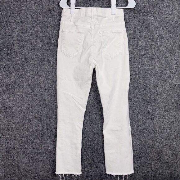 MOTHER  The Hustler Ankle Fray Jeans Womens Sz 29 White Fairest of them All Flaw - Picture 2 of 14